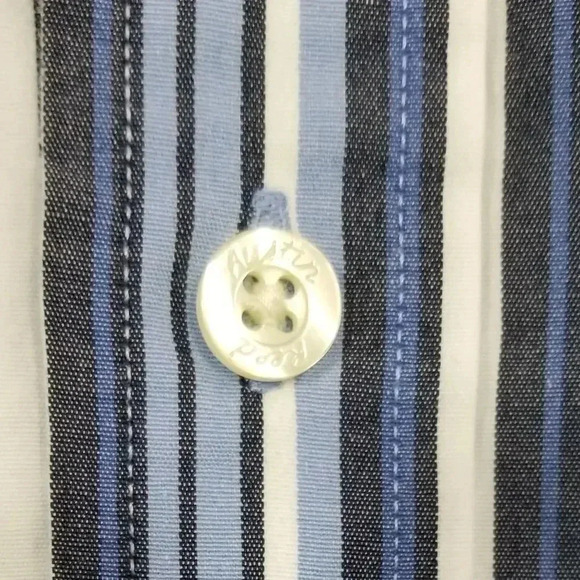 {Austin Reed London} Men's Large Blue White Striped Button Down Dress Shirt - Picture 3 of 6